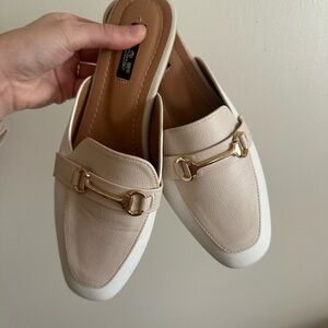 Elegant Cream Loafers with Gold Accents